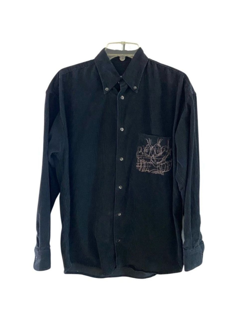 Iceberg Black Corduroy Casual Shirt vintage button up S-L